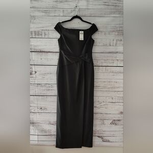 Lauren Ralph Lauren NEW Black Crepe Off Shoulder Twist Front Column Gown Dress 4